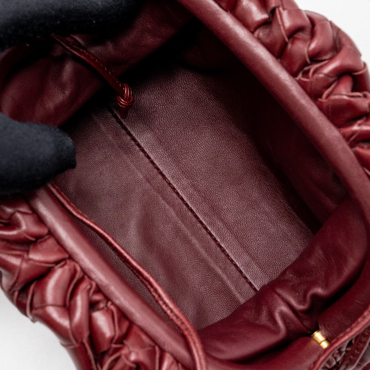 bottega-veneta-mini-pouch-lambskin-dark-red-ghw