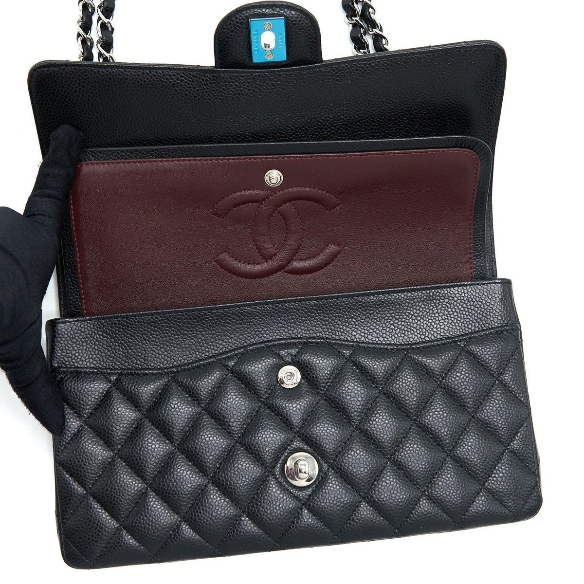 chanel-classic-double-flap-bag-caviar-black-shw