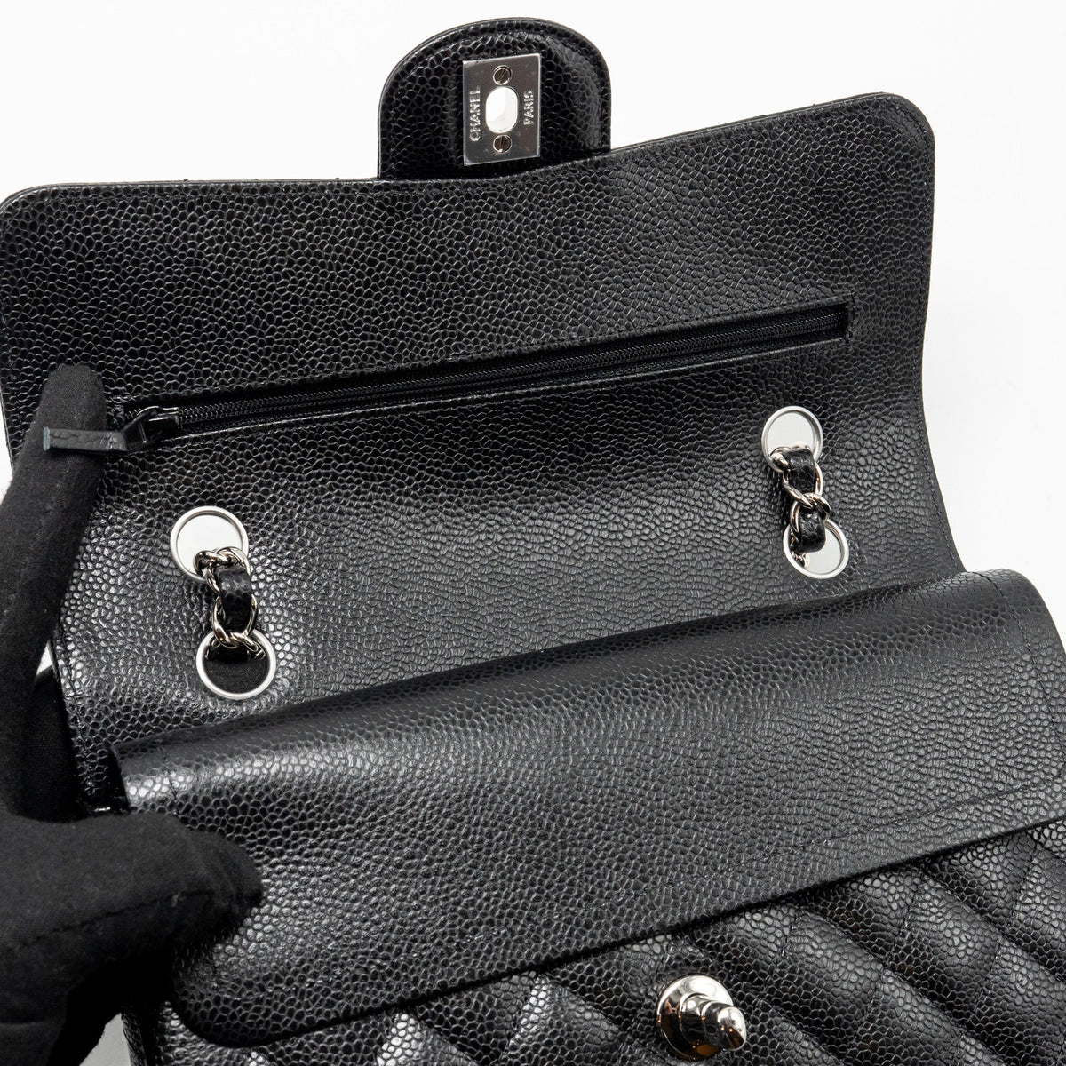 chanel-small-classic-double-flap-bag-caviar-black-shw-2