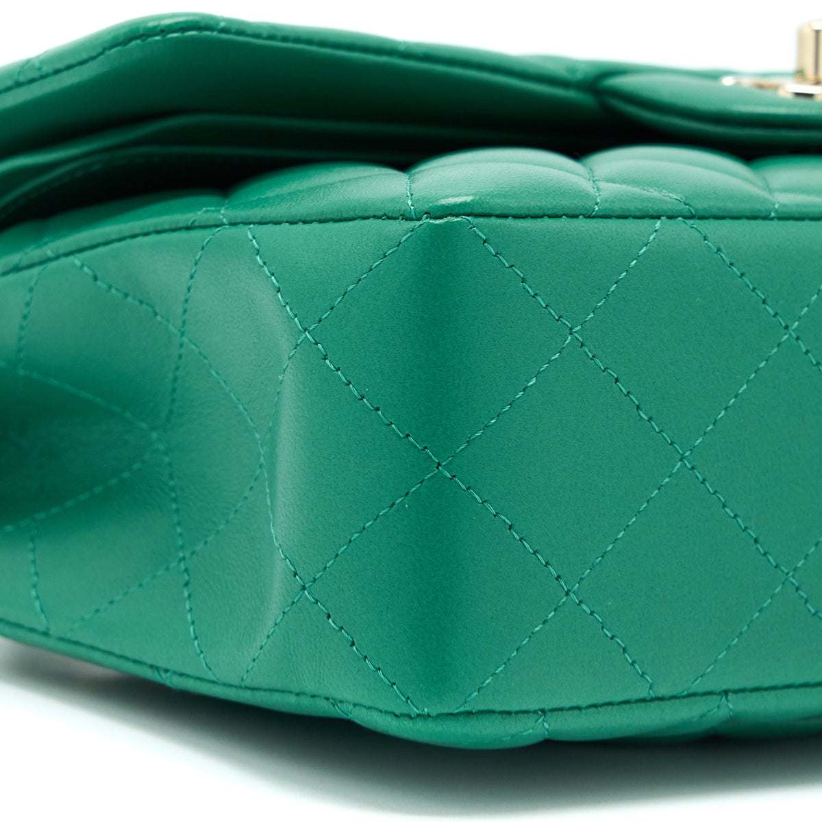 chanel-small-classic-double-flap-bag-lambskin-green-lghwmicrochip