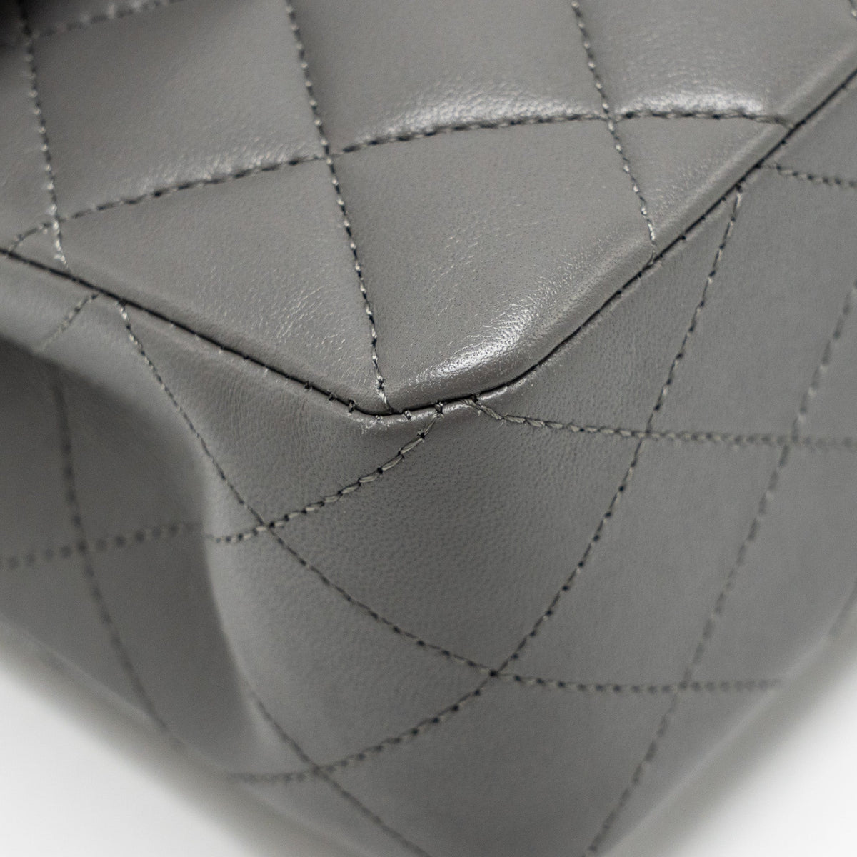 chanel-small-classic-double-flap-bag-lambskin-grey-lghw-microchip