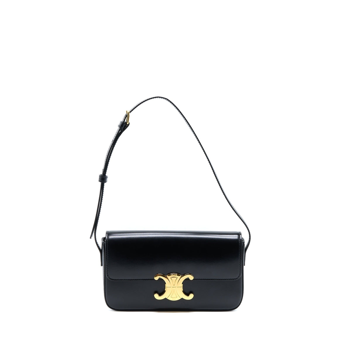 celine-triomphe-shoulder-bag-calfskin-black-ghw