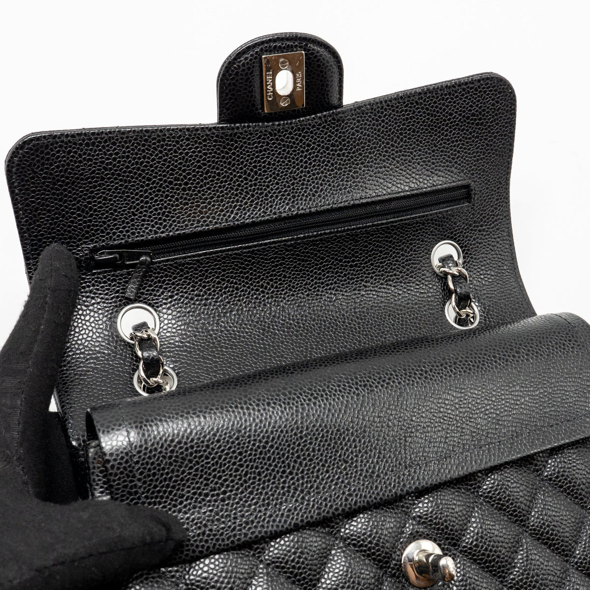 chanel-small-classic-double-flap-bag-caviar-black-shw-copy