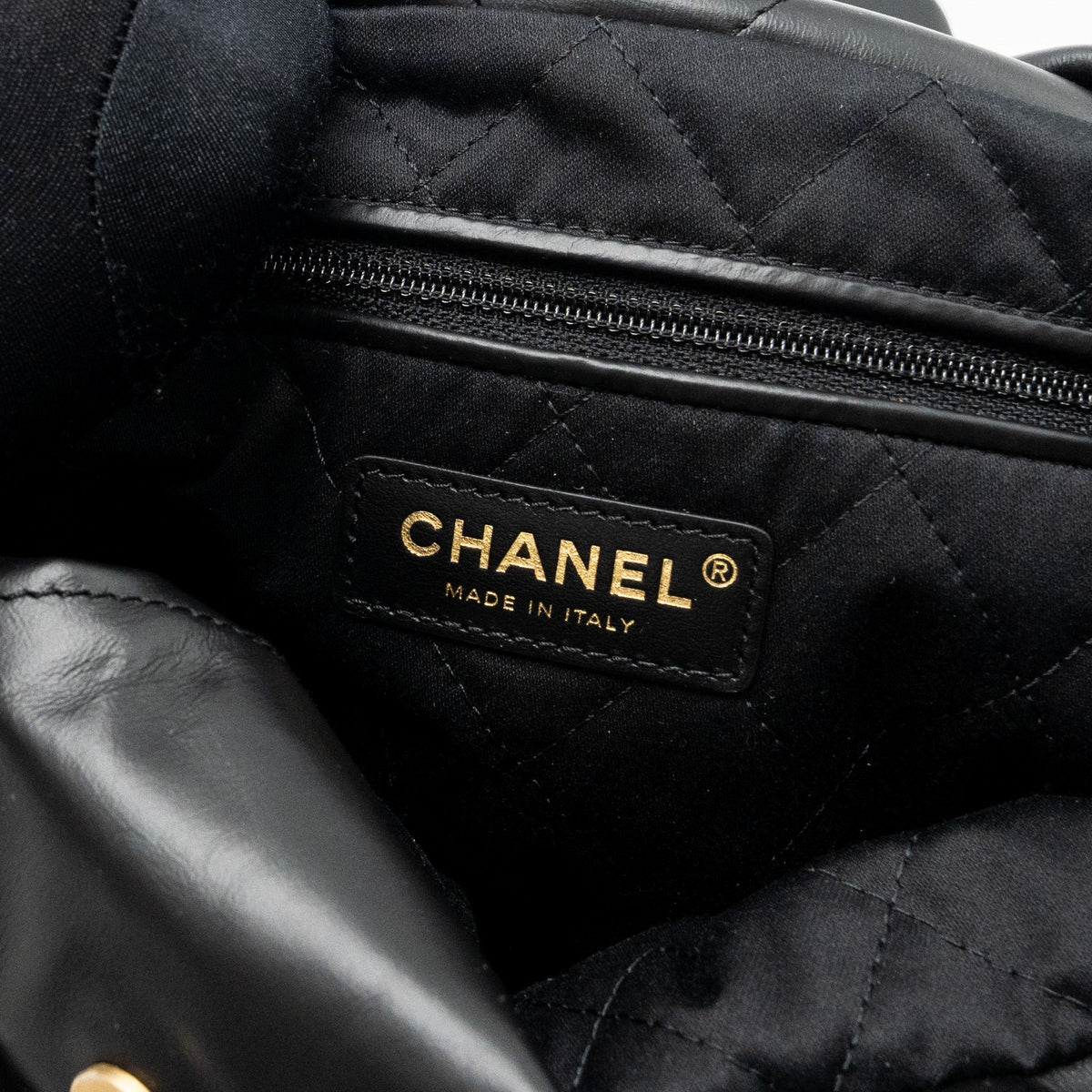 chanel-small-22-bag-calfskin-black-white-letter-ghw-microchip