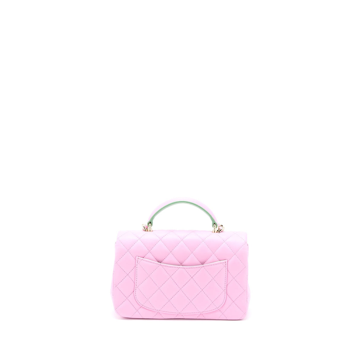 copy-of-chanel-top-handle-mini-rectangular-lambskin-pink-light-green-lghw-microchip