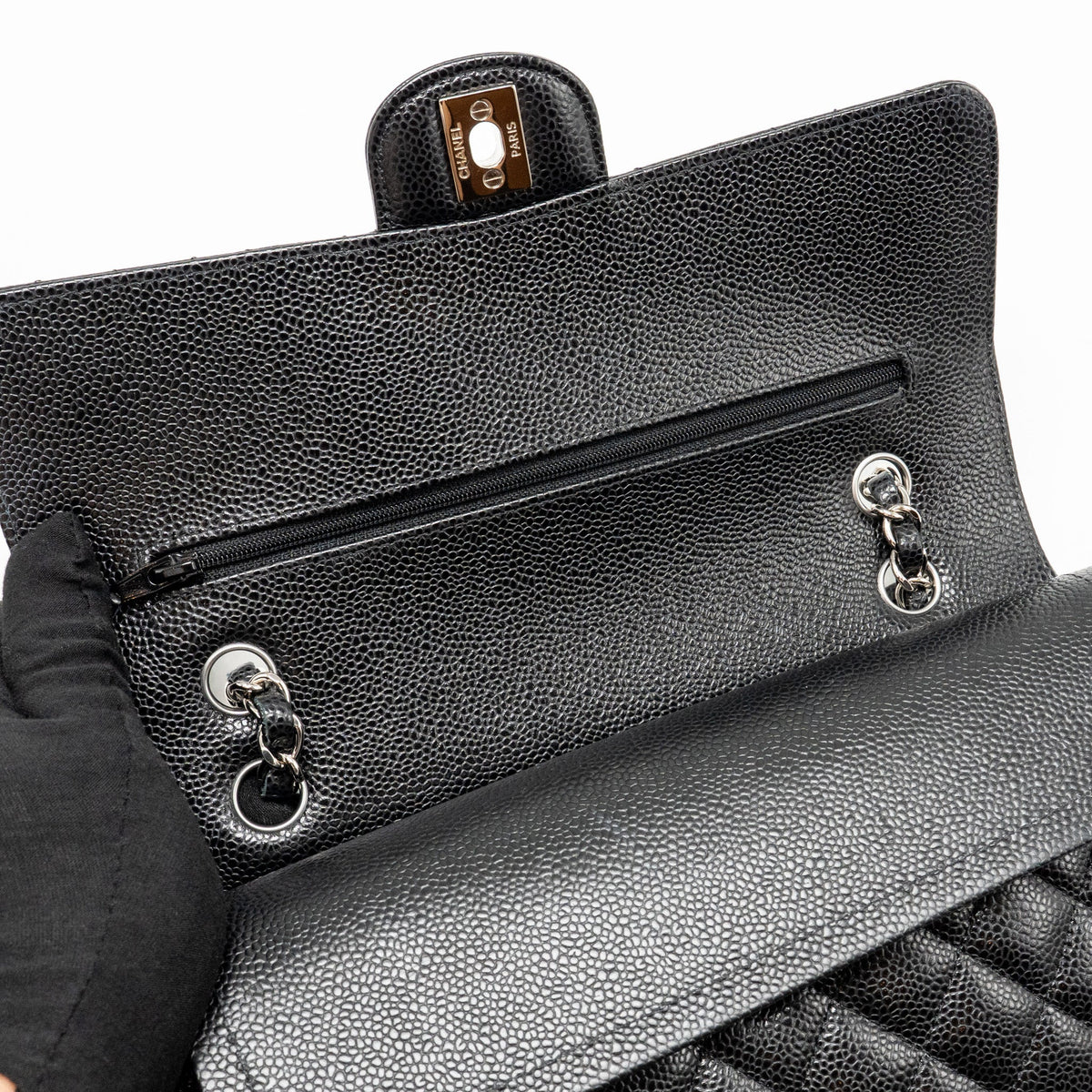 chanel-medium-classic-double-flap-bag-caviar-black-shw-12