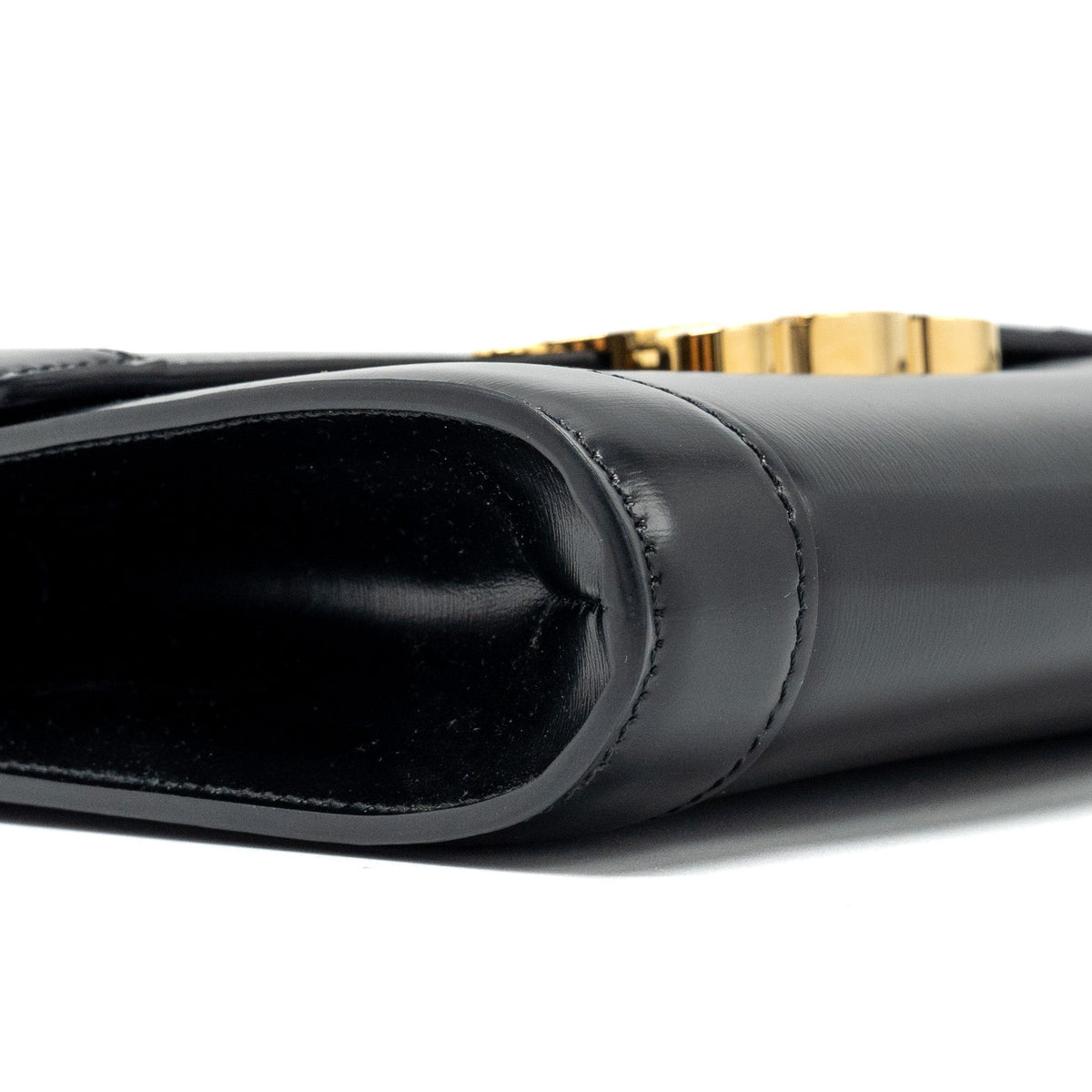 celine-triomphe-flap-wallet-with-strap-calfskin-black-ghw