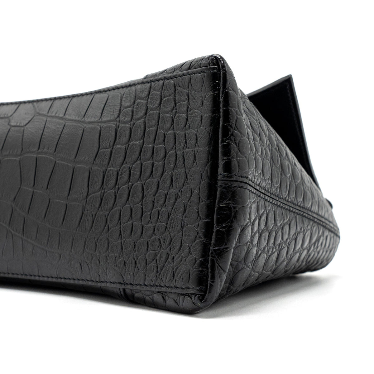 balenciaga-downtown-small-shoudler-bag-crocodile-embossed-black-with-black-hardware