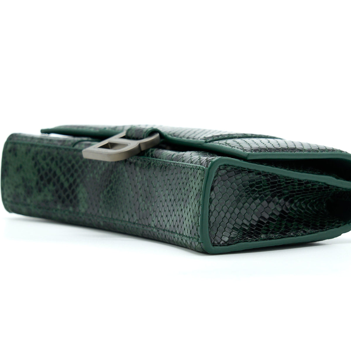 balenciaga-hourglass-wallet-with-chain-python-embossed-calfskin-black-dark-green