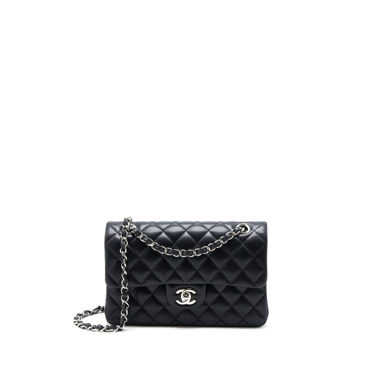 chanel-small-classic-double-flap-bag-lambskin-black-shw-1