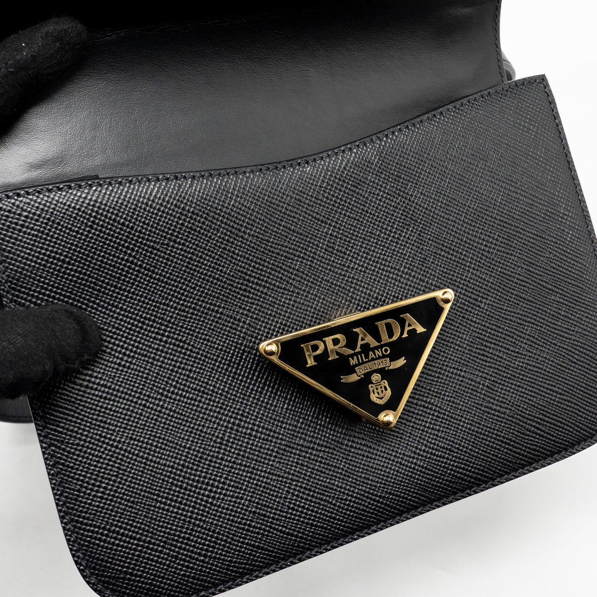 prada-saffiano-leather-flap-shoulder-bag-calfskin-black-ghw