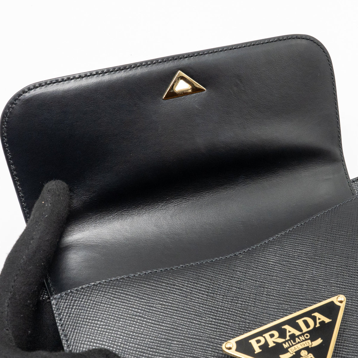 prada-saffiano-leather-flap-shoulder-bag-calfskin-black-ghw