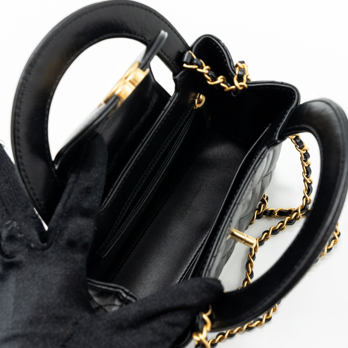 chanel-23k-mini-shopping-bag-calfskin-black-brushed-ghwmicrochip
