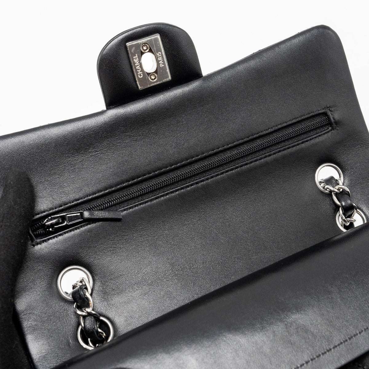 chanel-small-classic-double-flap-bag-lambskin-black-shwmicrochip