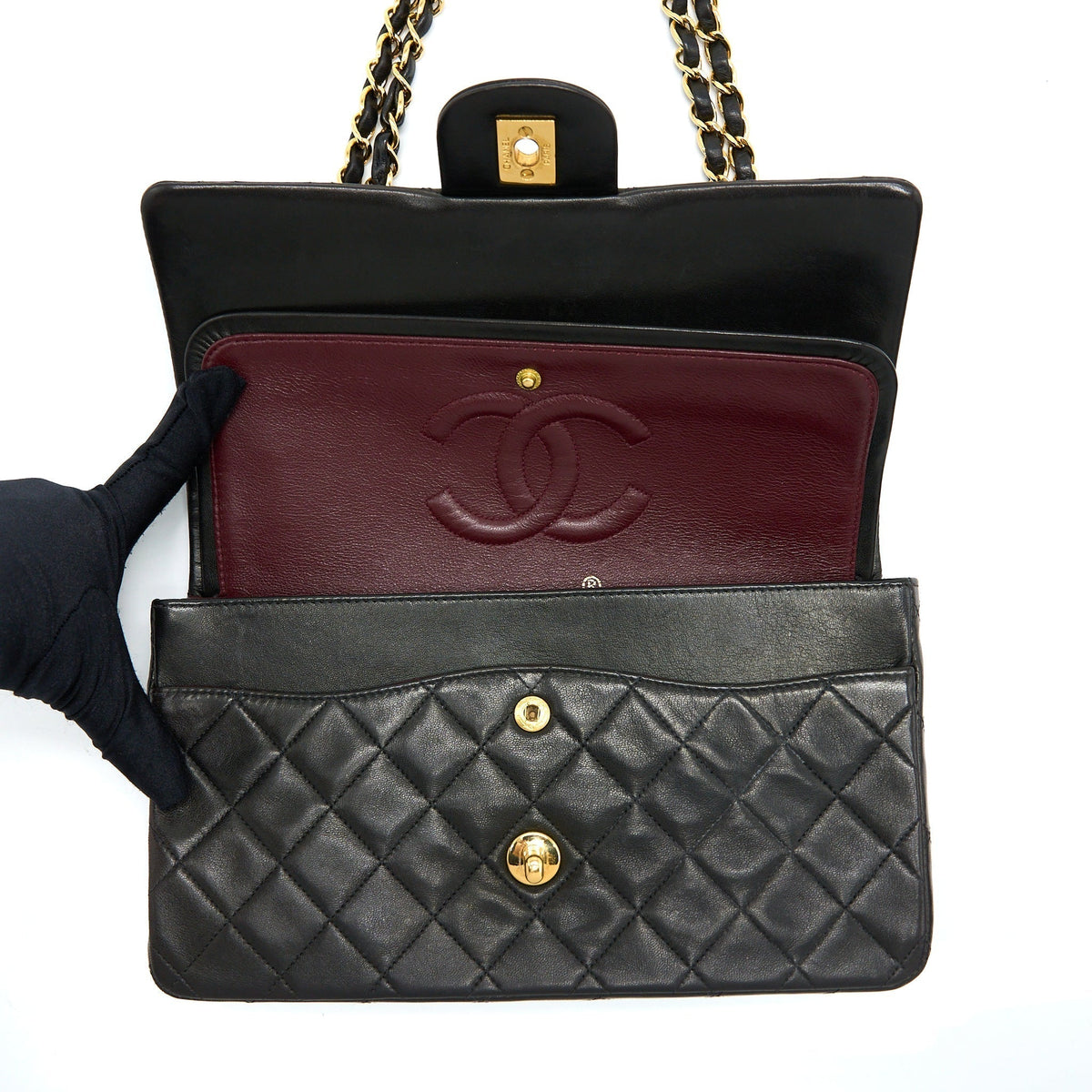 chanel-vintage-classic-double-flap-bag-lambskin-black-ghw
