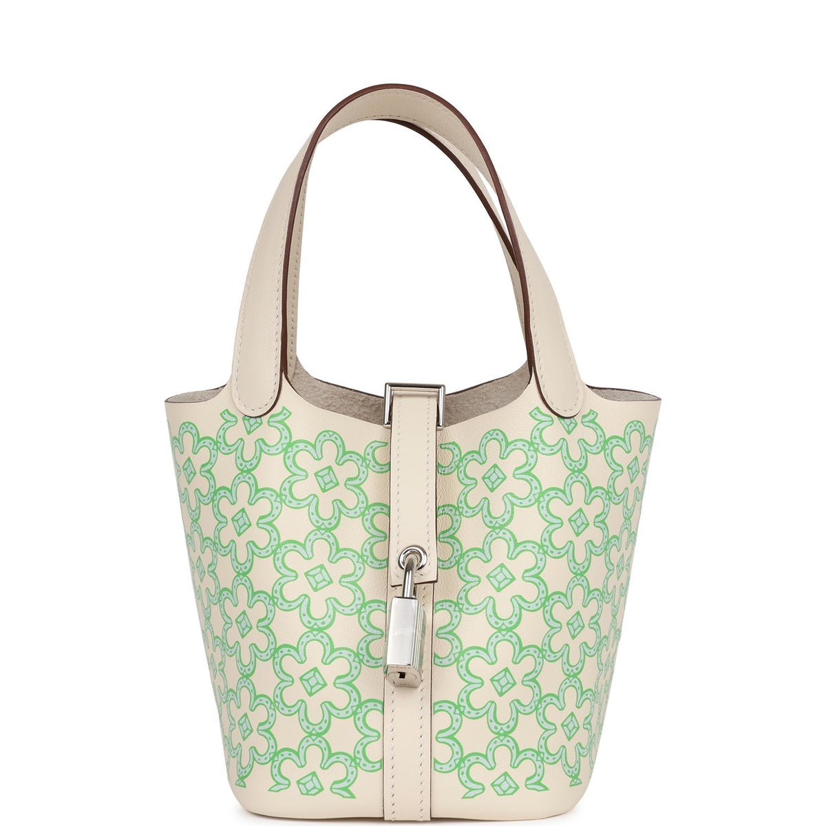 Micro Hermes Picotin Lock 14 "Lucky Daisy" Nata Swift Palladium Hardware Bag