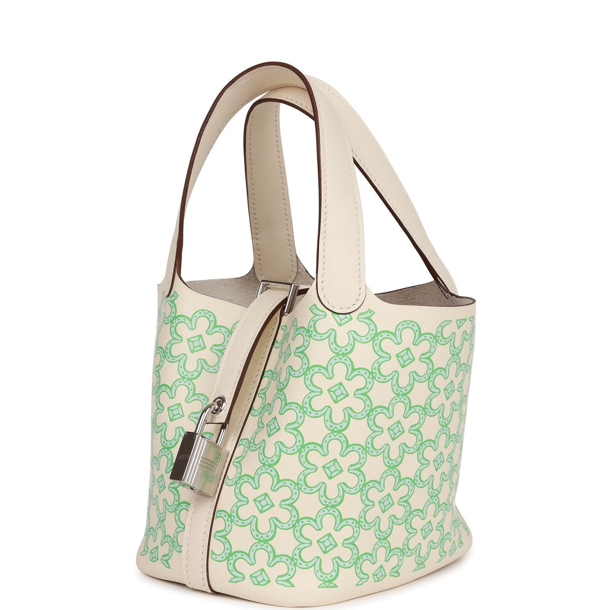 Micro Hermes Picotin Lock 14 "Lucky Daisy" Nata Swift Palladium Hardware Bag