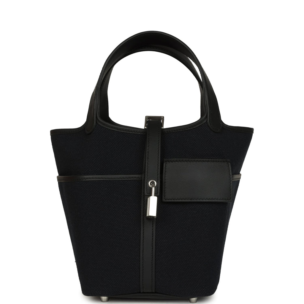 Hermes Picotin Cargo 18 Black Toile Goeland and Swift Palladium Hardware Bag