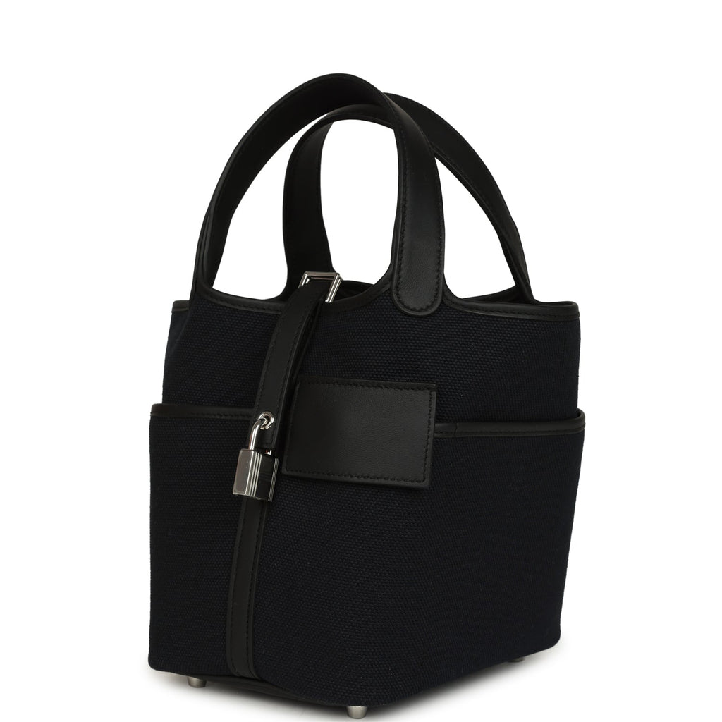 Hermes Picotin Cargo 18 Black Toile Goeland and Swift Palladium Hardware Bag