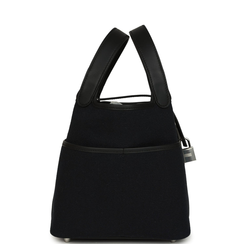 Hermes Picotin Cargo 18 Black Toile Goeland and Swift Palladium Hardware Bag