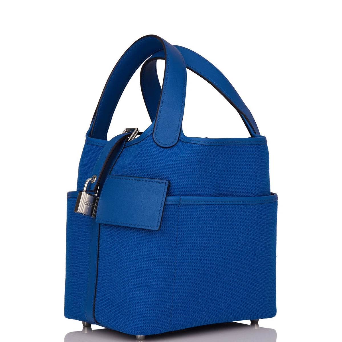 Hermes Picotin Cargo 18 Bleu France Swift and Toile Canvas Palladium Hardware Bag