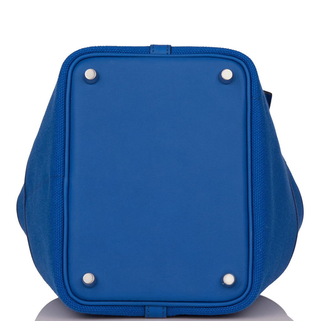 Hermes Picotin Cargo 18 Bleu France Swift and Toile Canvas Palladium Hardware Bag