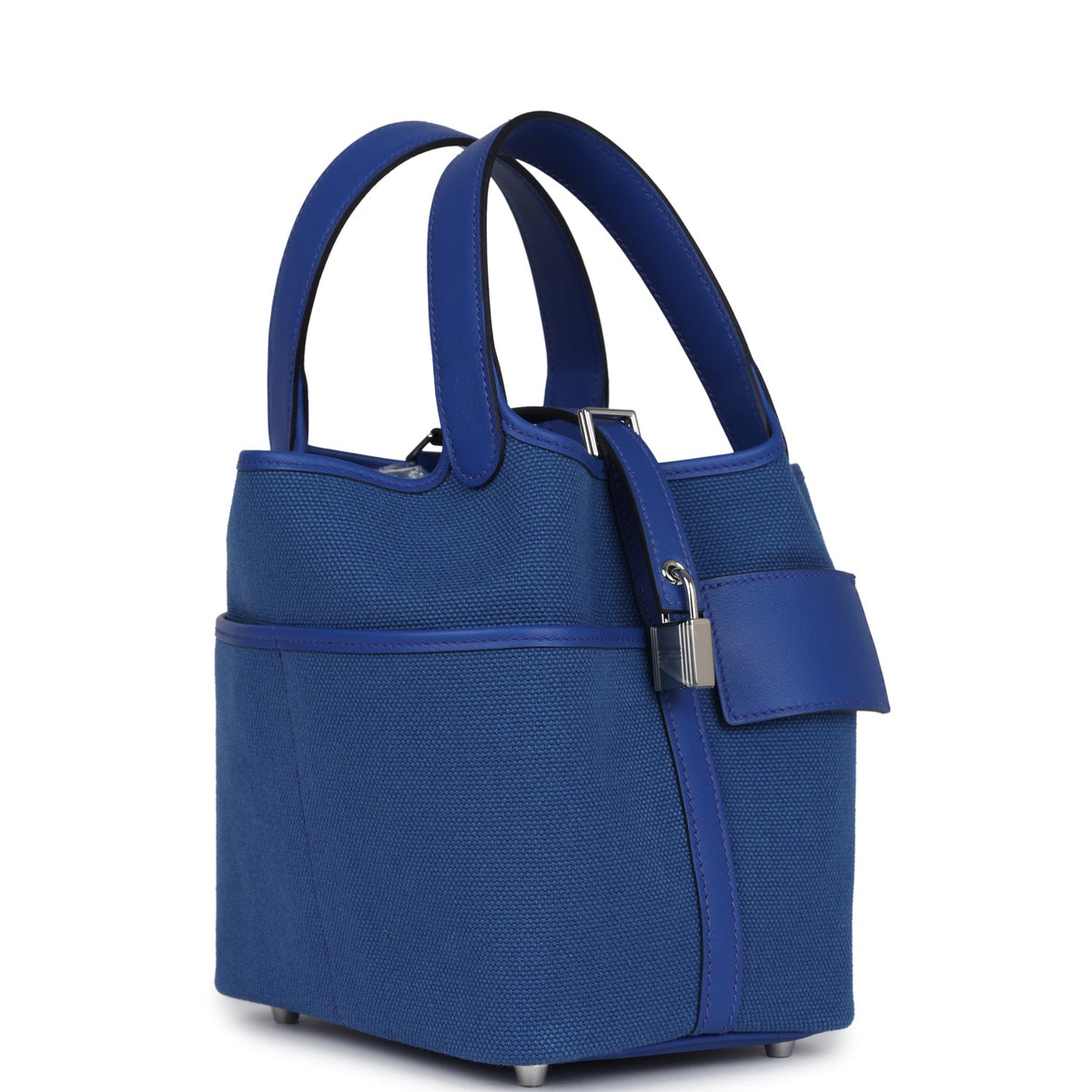 Hermes Picotin Cargo 18 Bleu Royal Swift and Toile Canvas Palladium Hardware Bag
