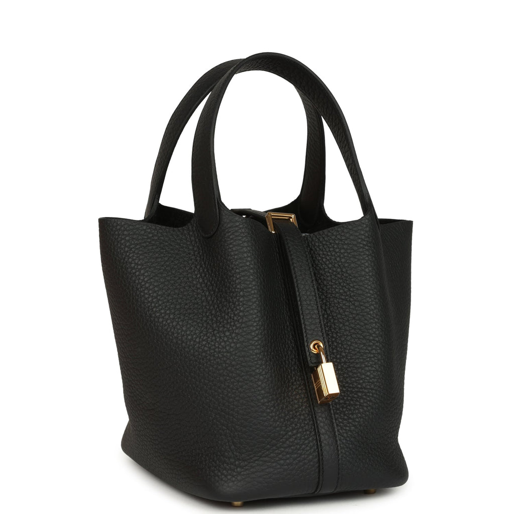 Hermes Picotin Lock 18 Black Clemence Gold Hardware Bag