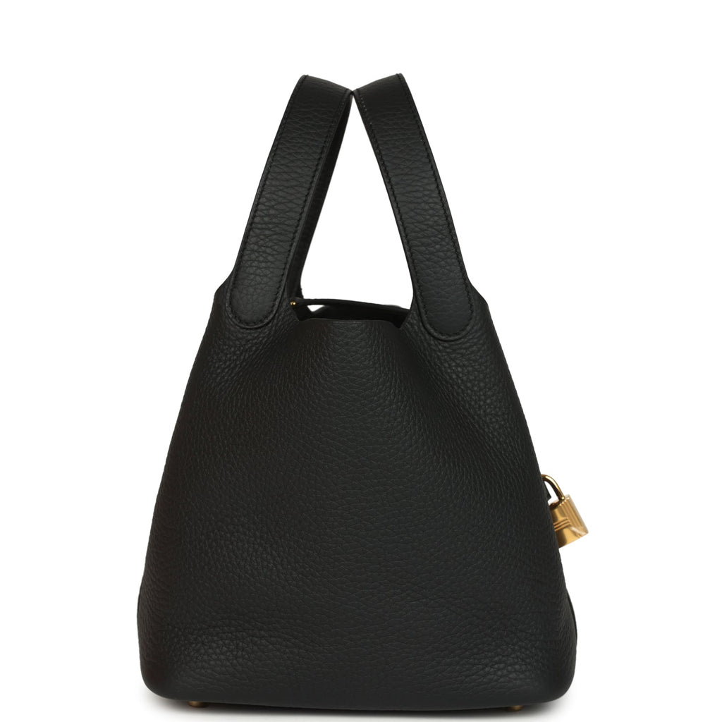 Hermes Picotin Lock 18 Black Clemence Gold Hardware Bag