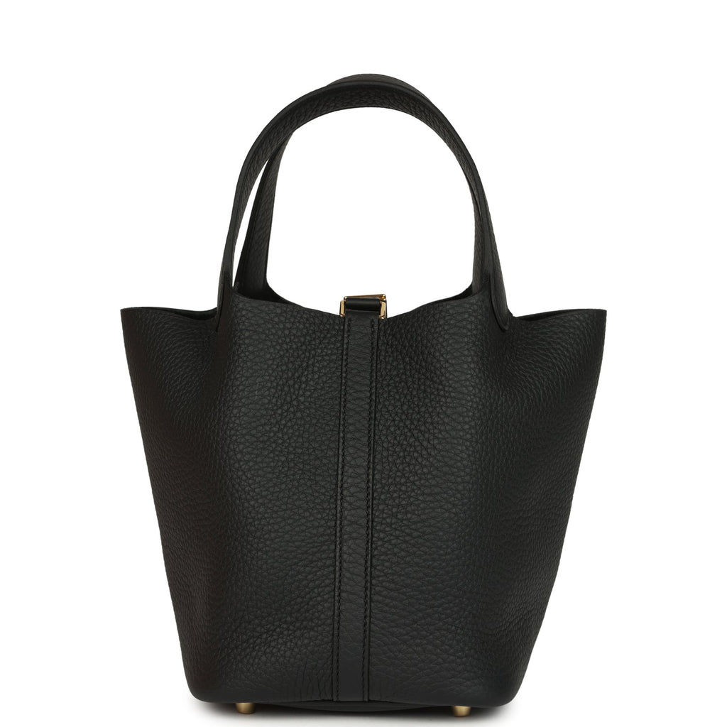 Hermes Picotin Lock 18 Black Clemence Gold Hardware Bag