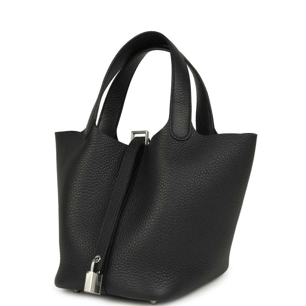 Hermes Picotin Lock 18 Black Clemence Palladium Hardware Bag