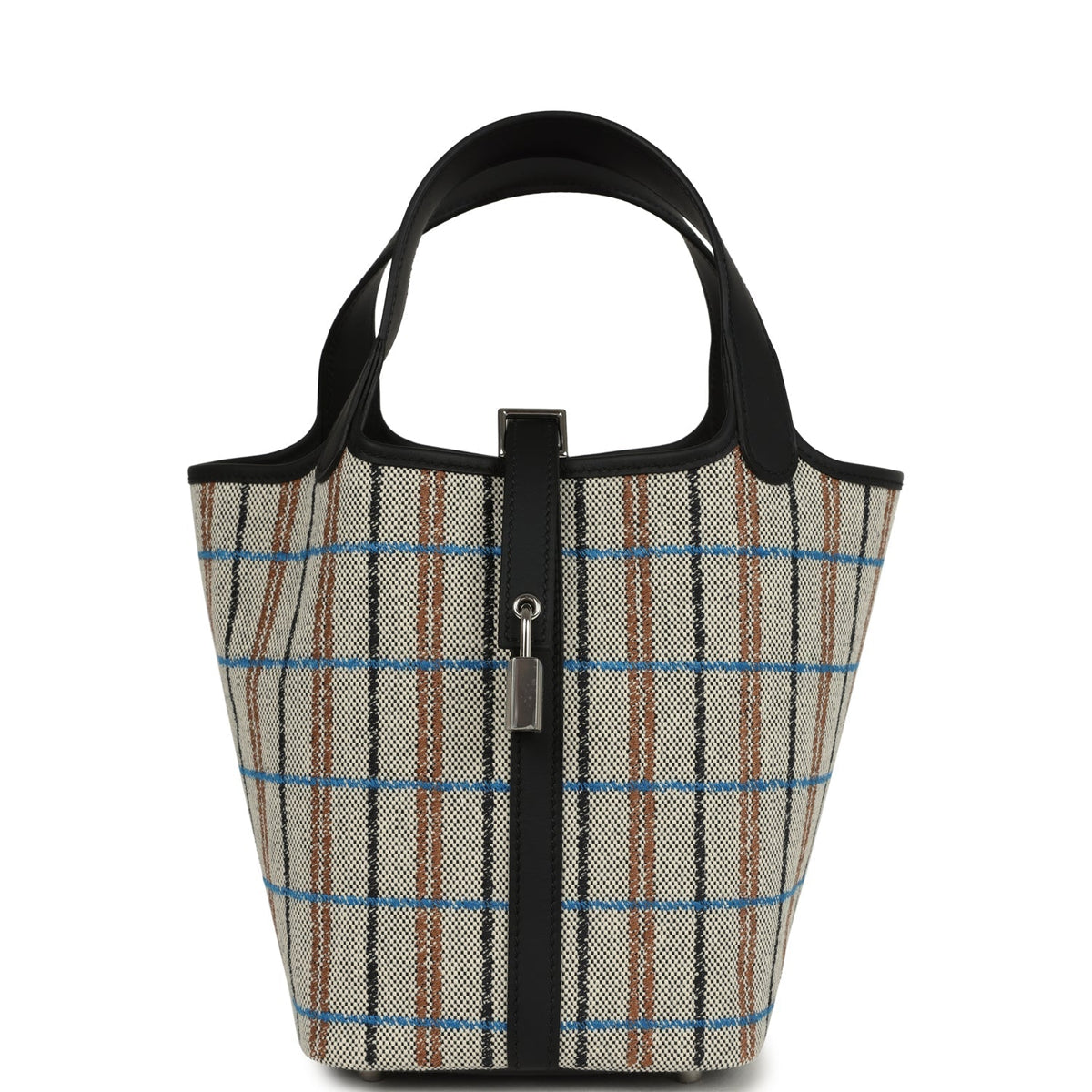 Hermes Picotin Lock 18 Black Swift and Ecru, Bleu, Black and Fauve Toile H Canvas Palladium Hardware Bag