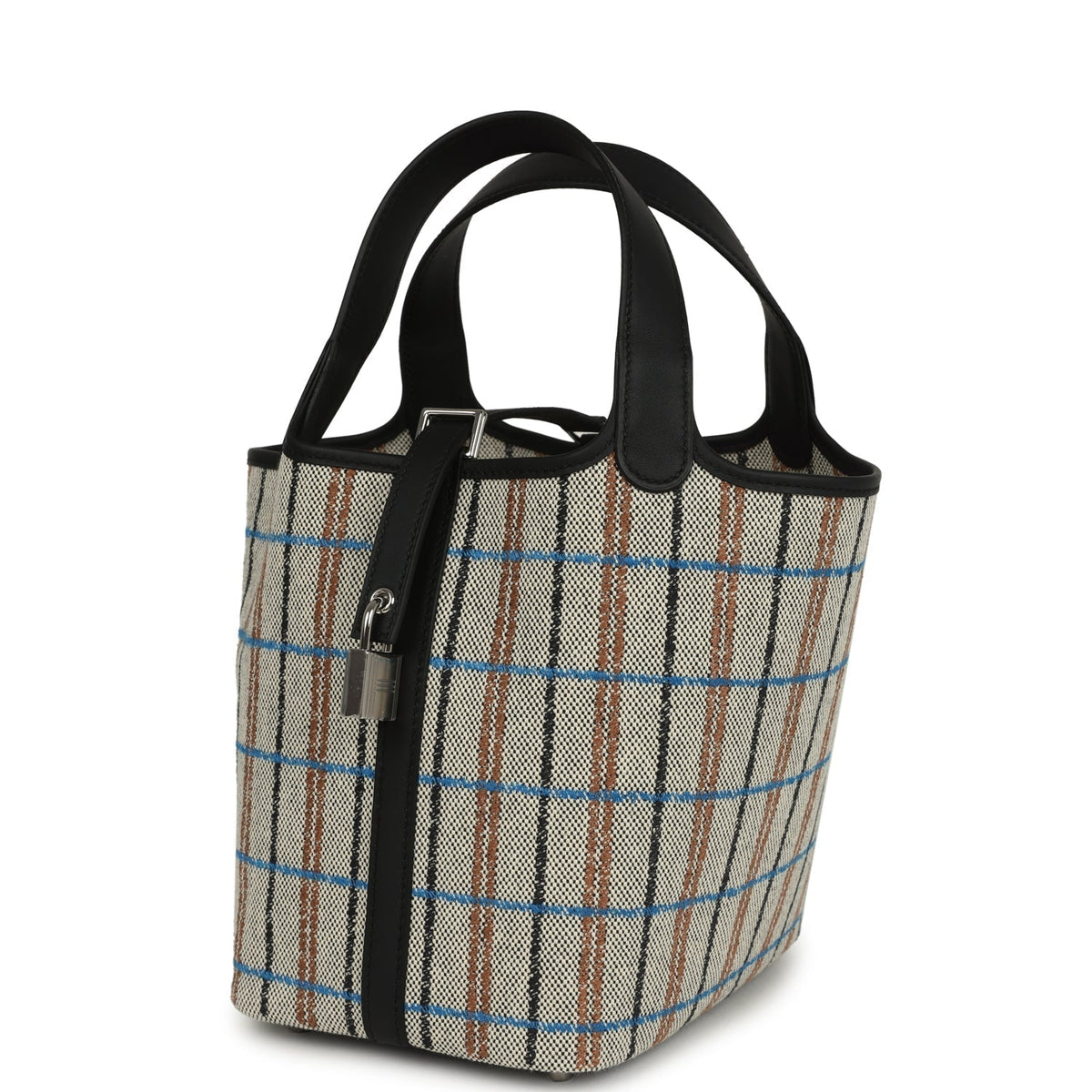 Hermes Picotin Lock 18 Black Swift and Ecru, Bleu, Black and Fauve Toile H Canvas Palladium Hardware Bag