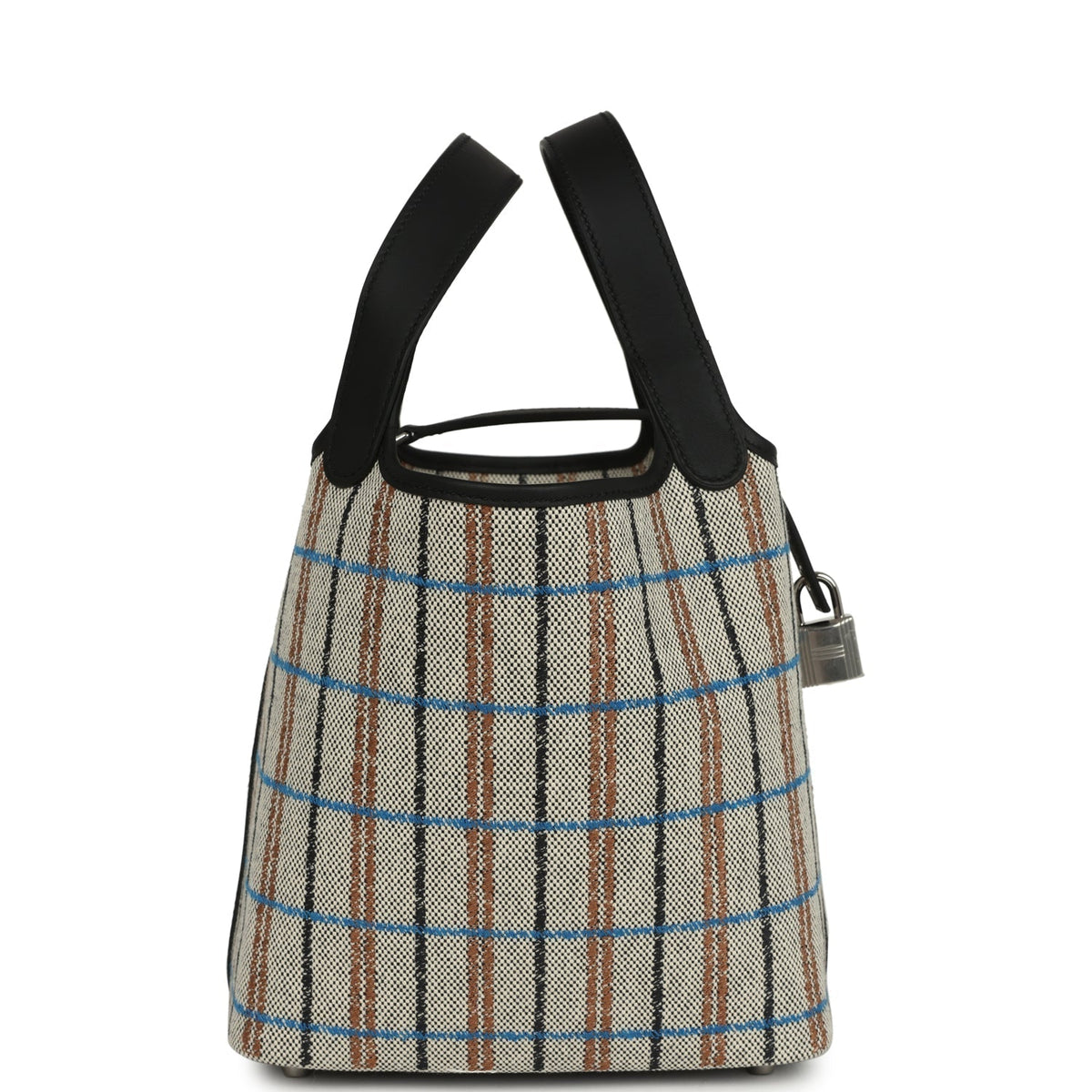 Hermes Picotin Lock 18 Black Swift and Ecru, Bleu, Black and Fauve Toile H Canvas Palladium Hardware Bag