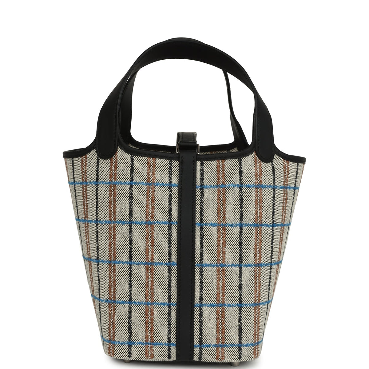 Hermes Picotin Lock 18 Black Swift and Ecru, Bleu, Black and Fauve Toile H Canvas Palladium Hardware Bag