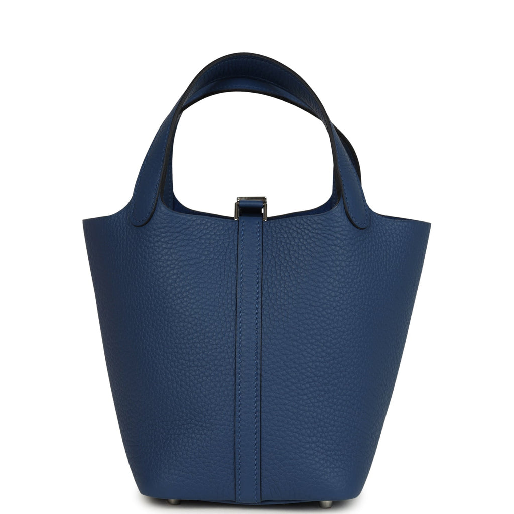 Hermes Picotin Lock 18 Bleu Tie Palladium Hardware Bag
