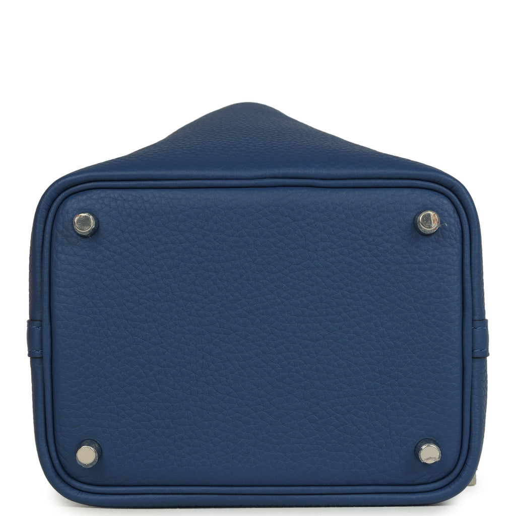 Hermes Picotin Lock 18 Bleu Tie Palladium Hardware Bag