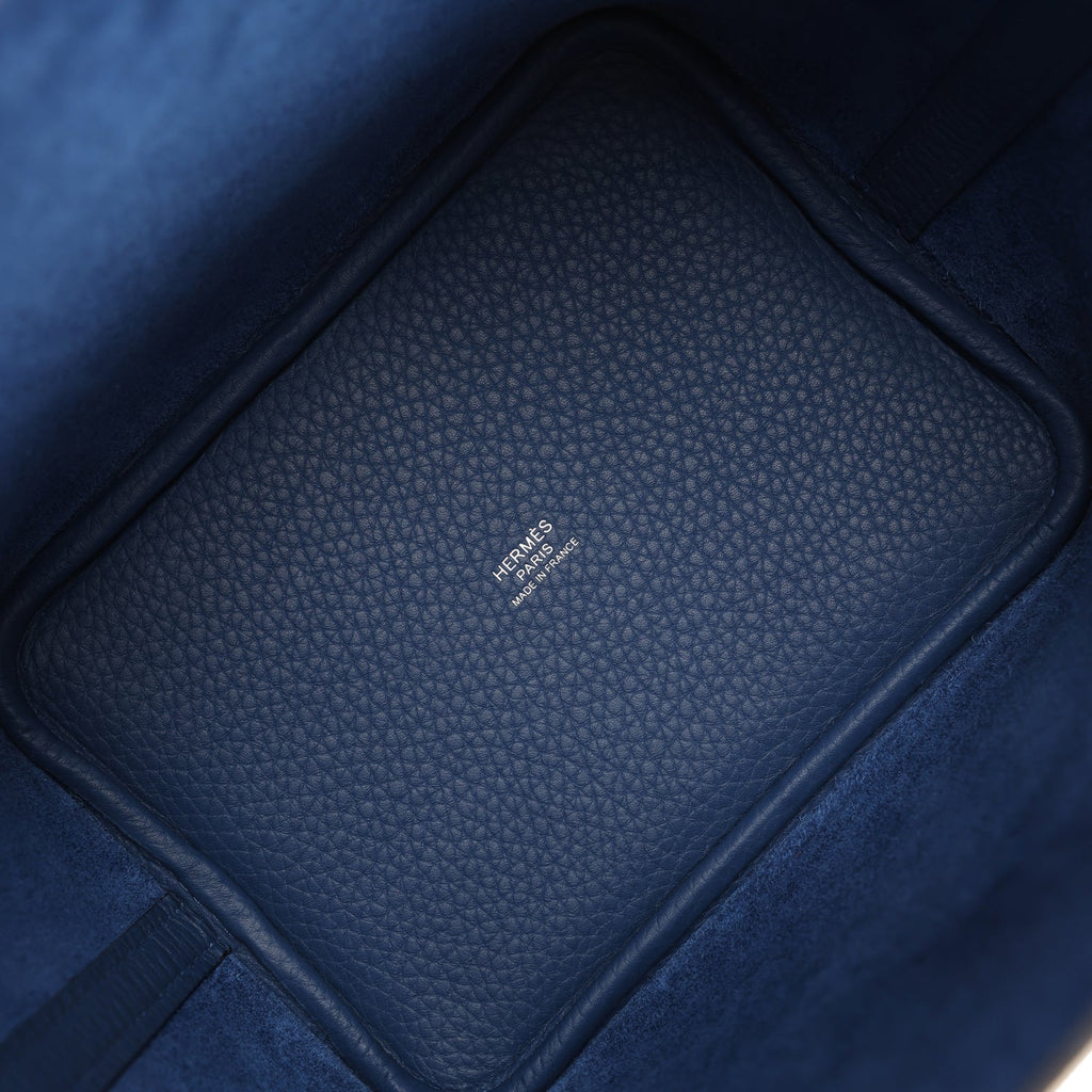 Hermes Picotin Lock 18 Bleu Tie Palladium Hardware Bag