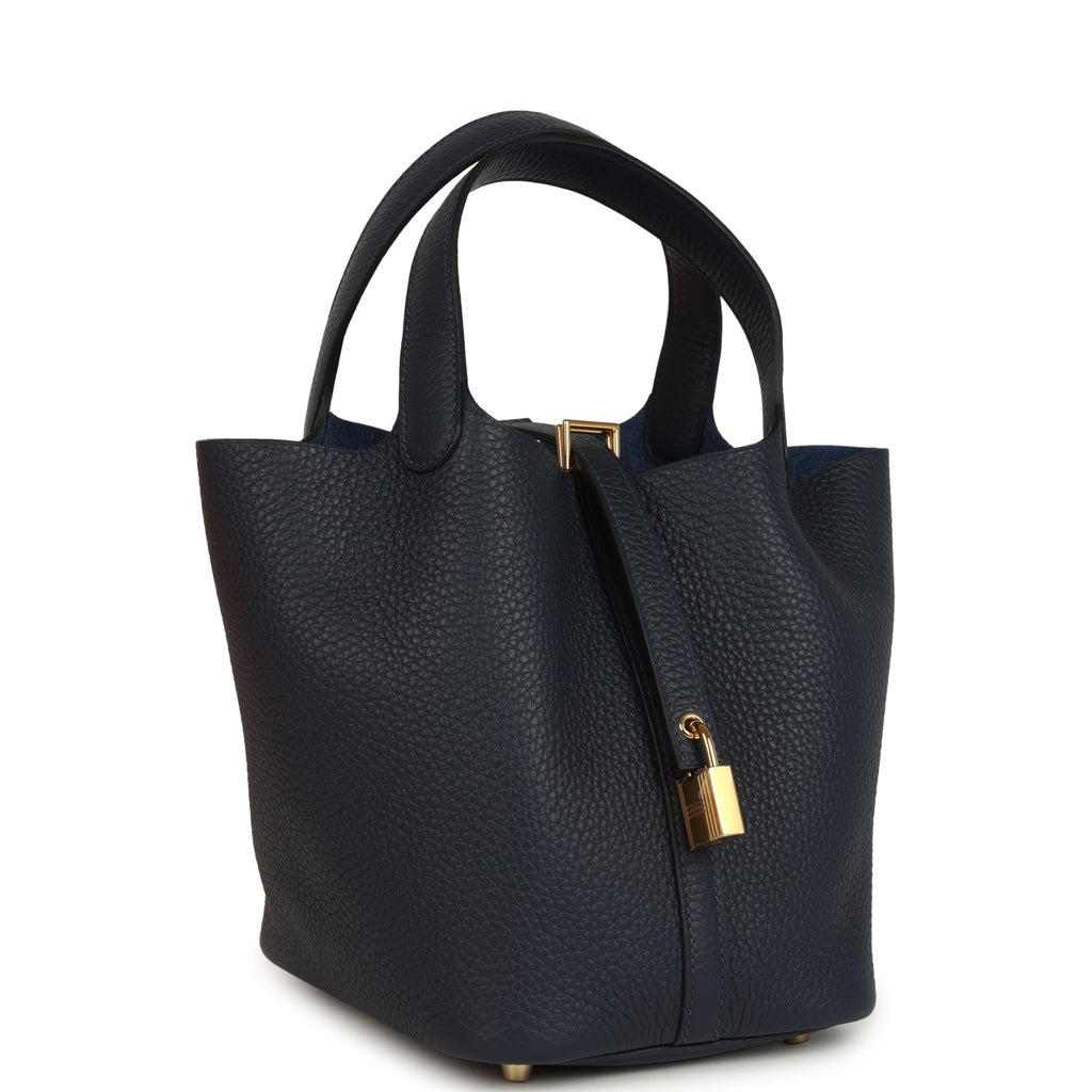Hermes Picotin Lock 18 Bleu Tie Permabrass Hardware Bag