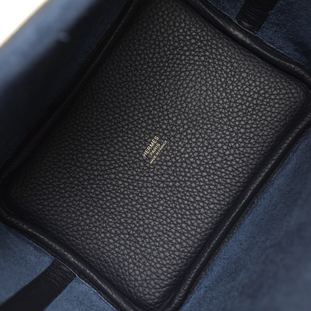 Hermes Picotin Lock 18 Bleu Tie Permabrass Hardware Bag