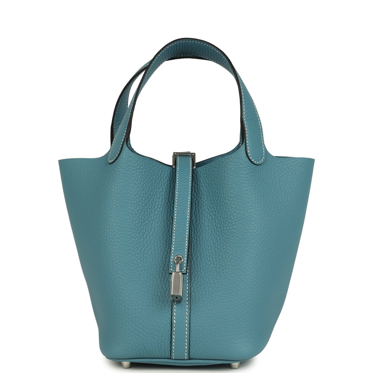 Hermes Picotin Lock 18 Blue Jean Clemence Palladium Hardware Bag