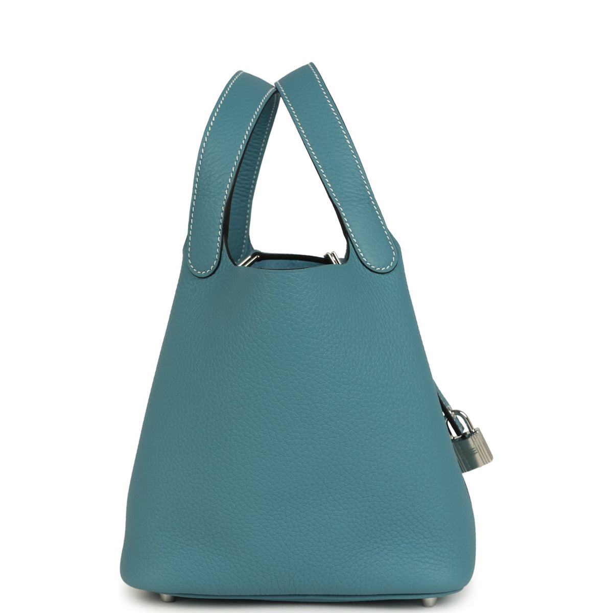 Hermes Picotin Lock 18 Blue Jean Clemence Palladium Hardware Bag