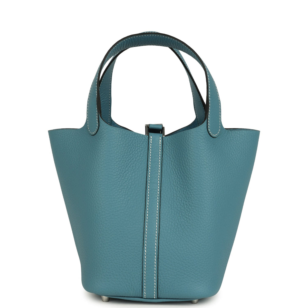 Hermes Picotin Lock 18 Blue Jean Clemence Palladium Hardware Bag