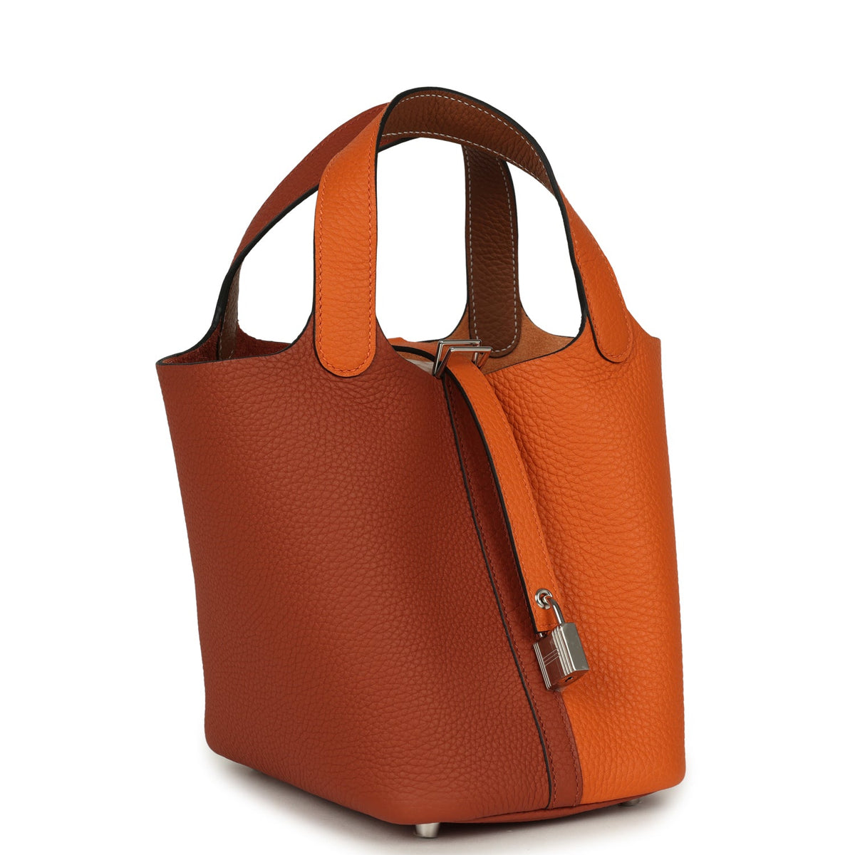 Hermes Picotin Lock 18 Casaque Orange, Cuivre and Gold Clemence Palladium Hardware Bag