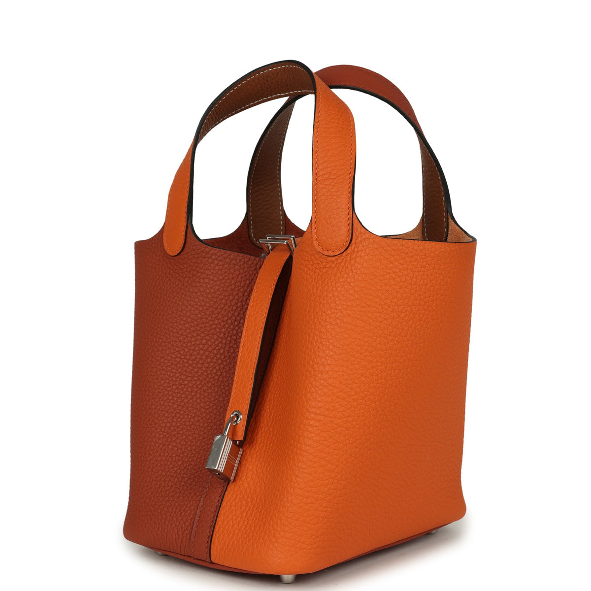 Hermes Picotin Lock 18 Casaque Orange, Cuivre and Gold Clemence Palladium Hardware Bag