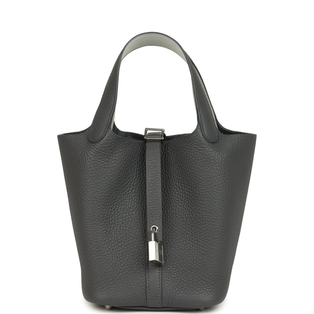 Hermes Picotin Lock 18 Eclat Ardoise Clemence and Gris Pantin Swift Palladium Hardware Bag