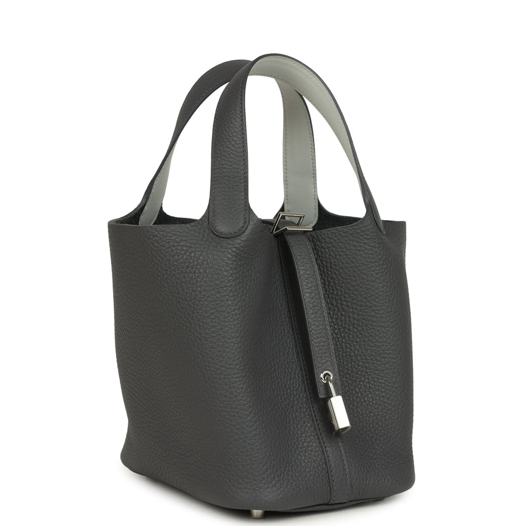 Hermes Picotin Lock 18 Eclat Ardoise Clemence and Gris Pantin Swift Palladium Hardware Bag