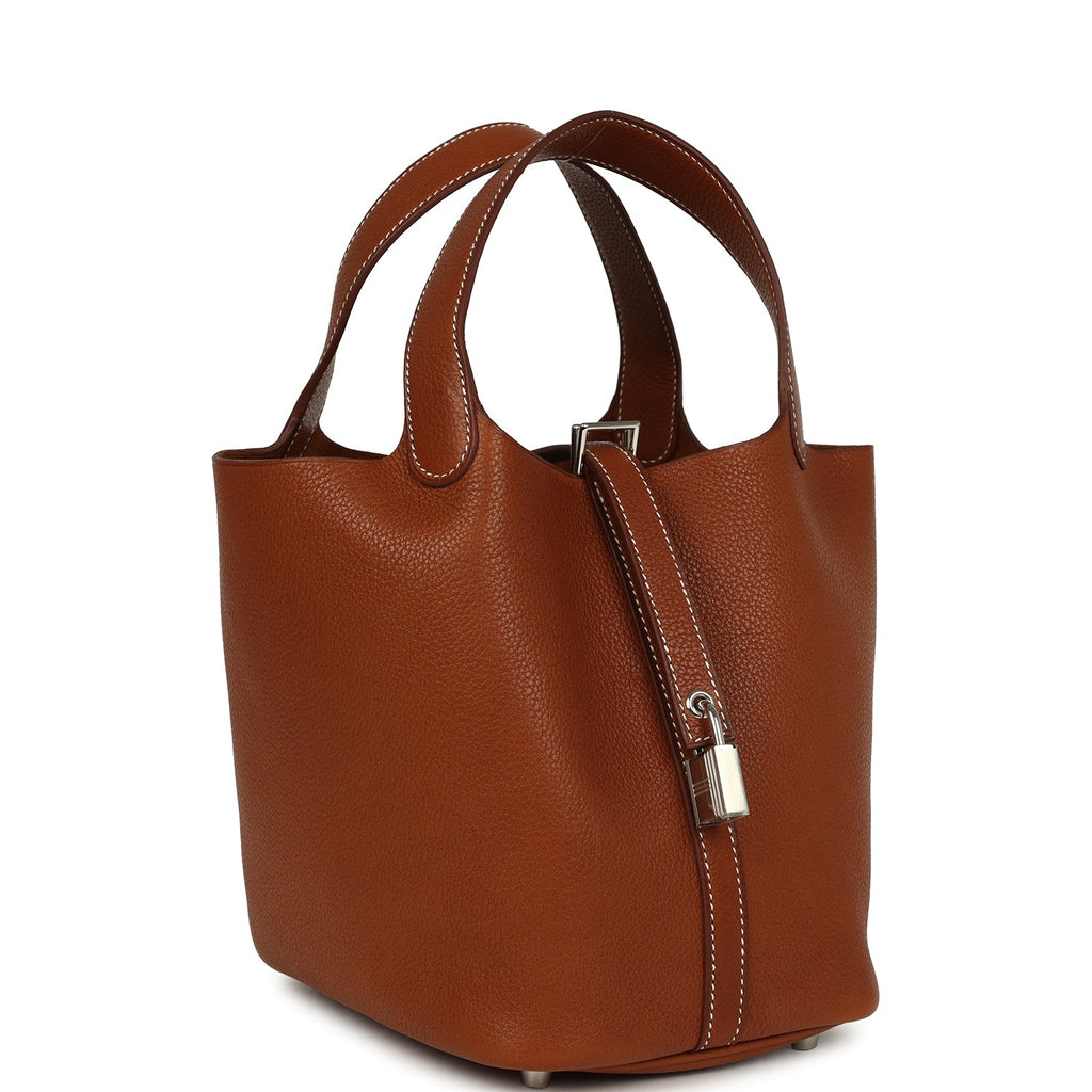 Hermes Picotin Lock 18 Fauve Barenia Faubourg Palladium Hardware Bag