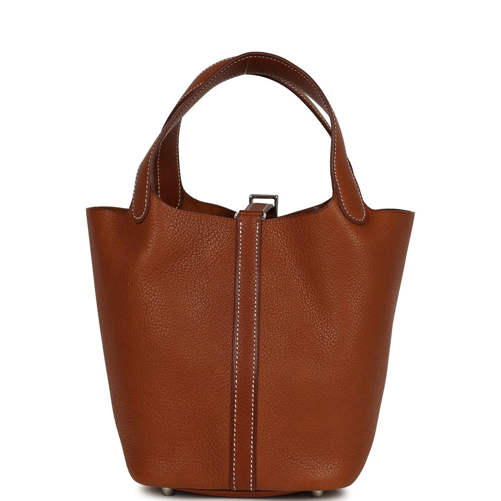 Hermes Picotin Lock 18 Fauve Barenia Faubourg Palladium Hardware Bag