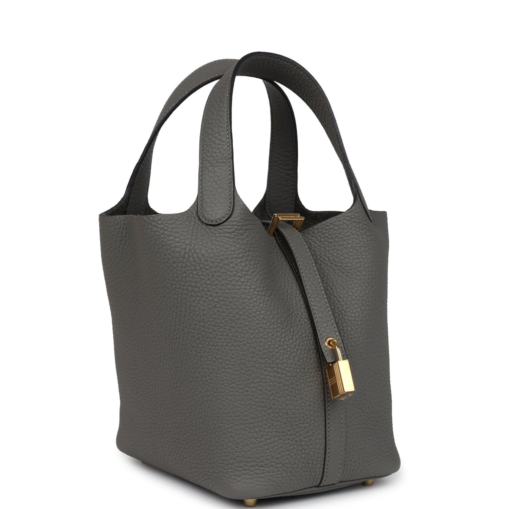 Hermes Picotin Lock 18 Gris Meyer Gold Hardware Bag